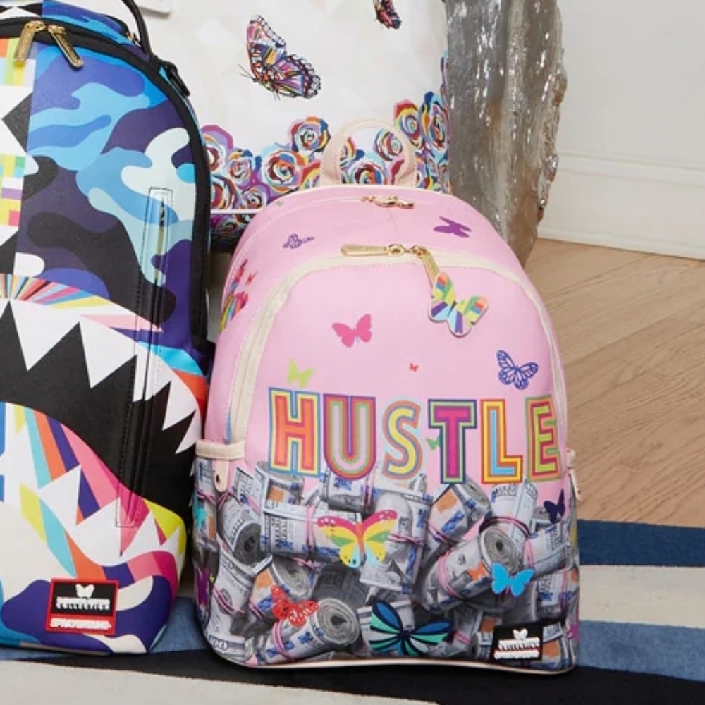 Sprayground Pink Butterfly Hustle Backpack Limited Edition Special Collab - Picture 2 of 9